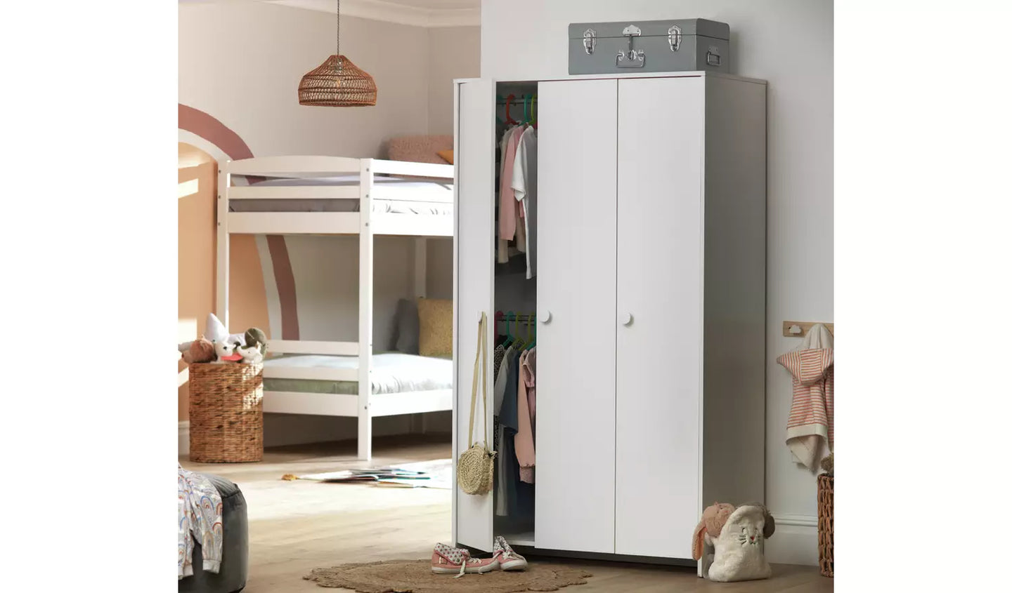 Kids Juno 3 Door Wardrobe - White